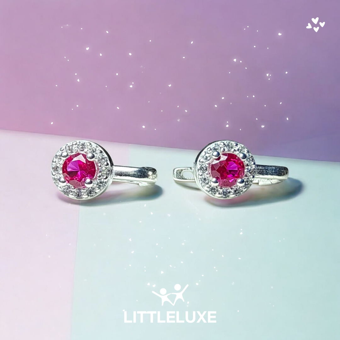 Sparkling Silver Children's Earrings with Colorful Gemstones - Perfect for Little Princesses!