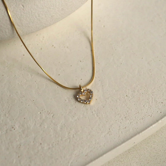 925 Sterling Silver Heart Necklace on Snake Chain