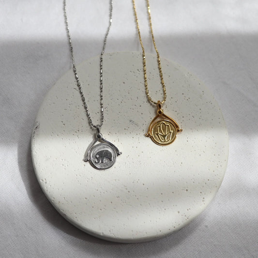 925 Sterling Silver Spinning Disc Luck Necklace