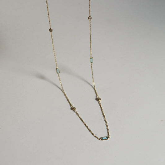 Elegant 925 Sterling Silver Aquamarine Stone Detail Necklace