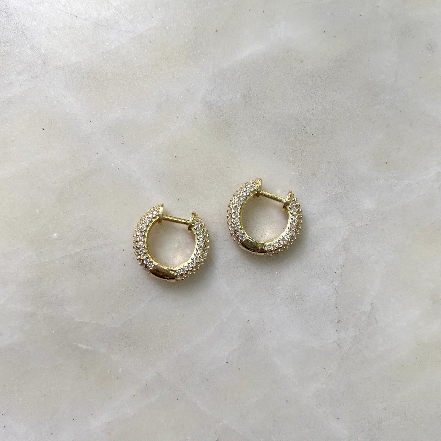 925 Sterling Silver Mini Stone-Studded Hoop Earrings